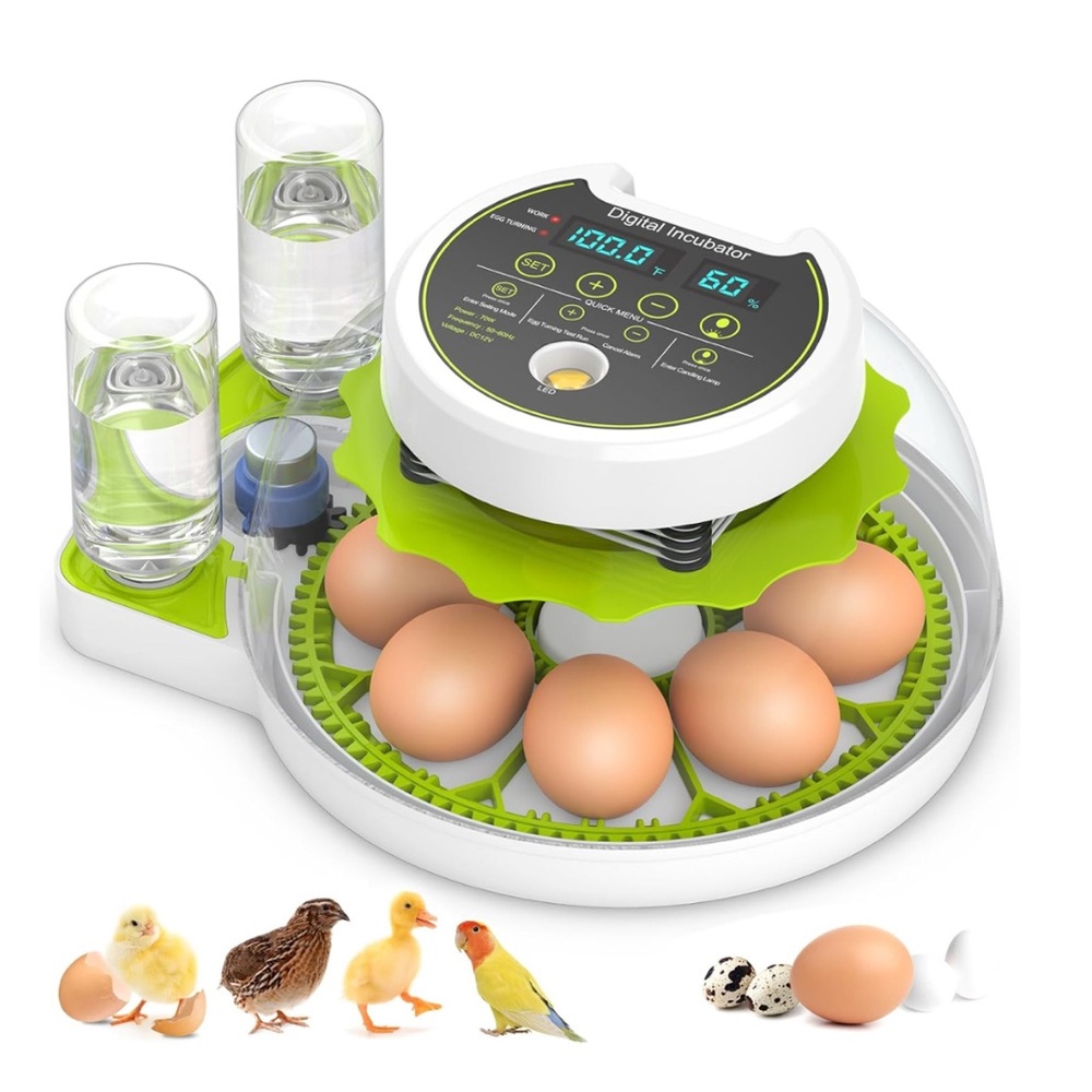 Egg Incubator w/ Automatic Egg Turning, Humidity Control, & Built-in Egg Candler